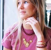Bazou Bracciale doppio miyuki con 3 mini cuori - magenta
