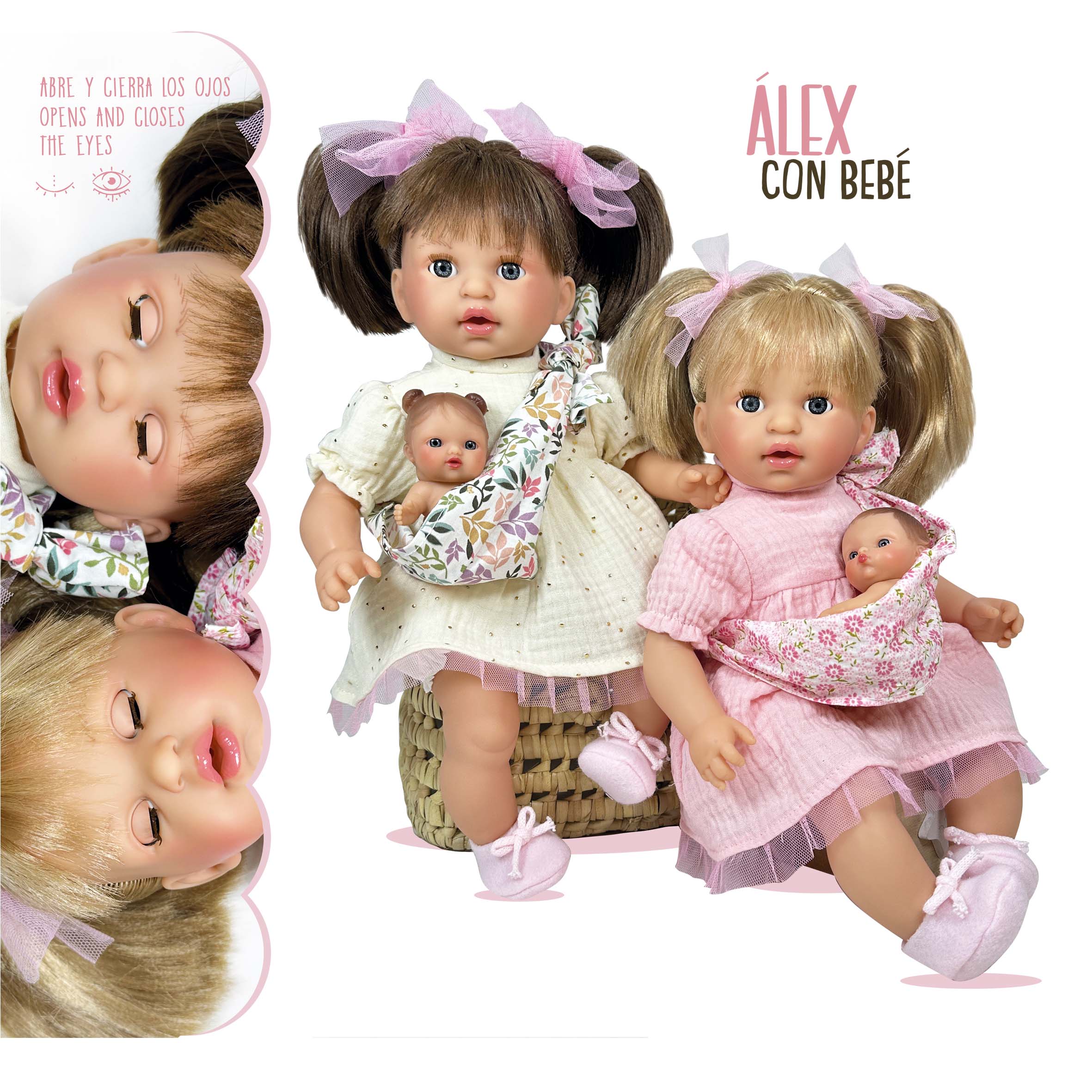 Nines Artesanals d'Onil Dolls BAMBOLA ALEX CON BAMBINO ROSA: CUSTODIA