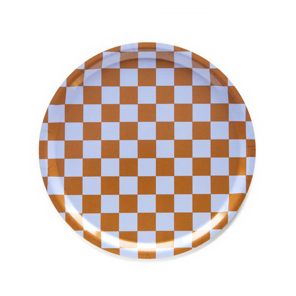BLU KAT Vassoio da portata rotondo Caramel CHECKER - 31 cm