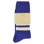 ESCUYER Calzini Stripes Crew - Vintage Blu/Ecru: EU 39/45 UK 6/10.5 US 6.5/11
