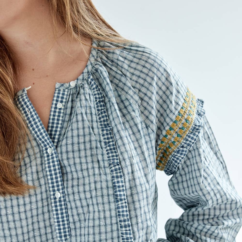 Bonheur du Jour Blusa Bahi Blu/Bianco