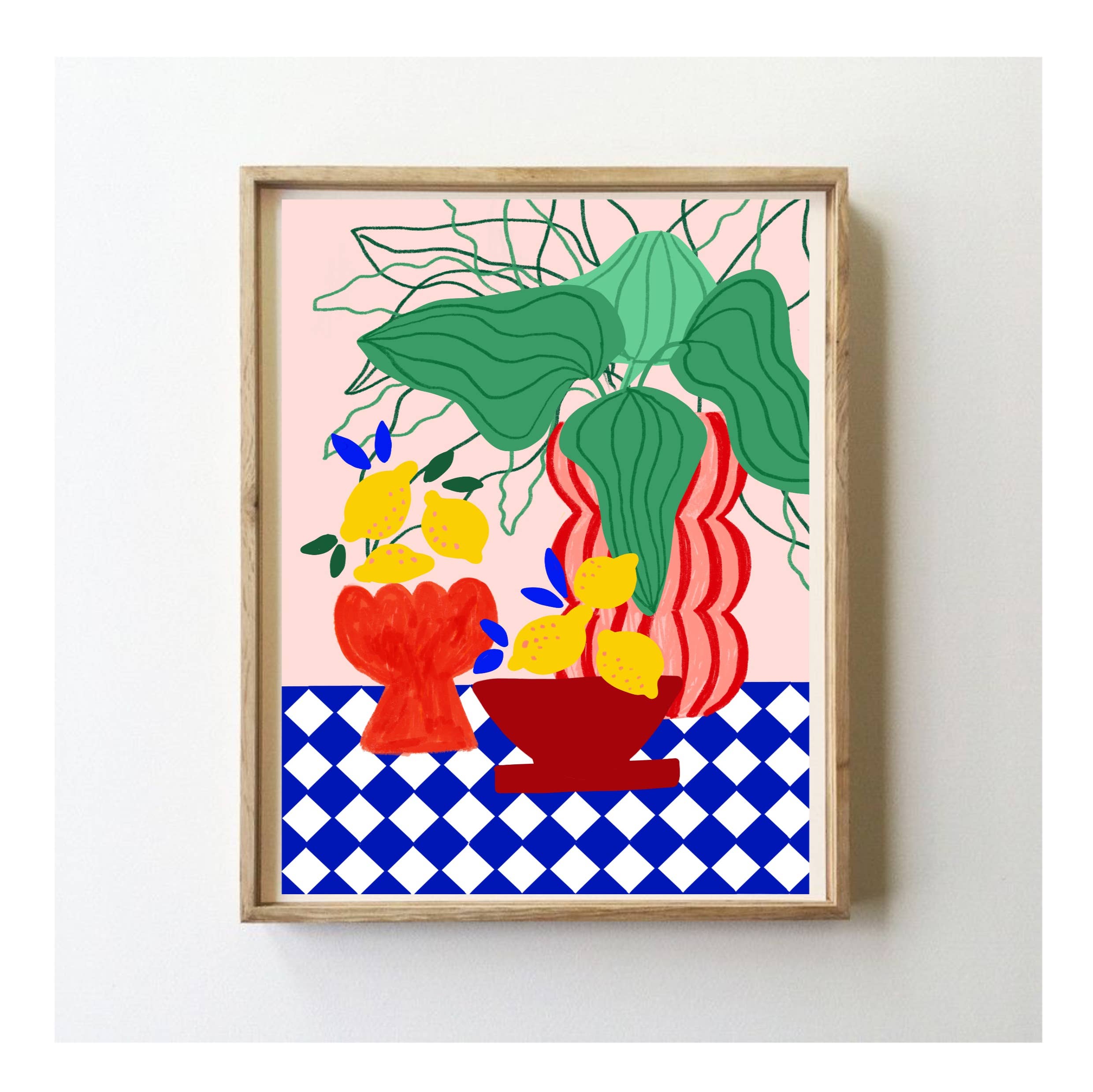 Teresa Rego Stampa d'Arte Fine Blue Tiles & Lemons: A3