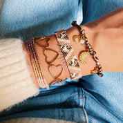 Bazou Bracciale quadruplo Miyuki - nude/taupe/placcato oro