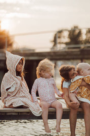 GRECH & CO Poncho Asciugamano da Bagno | Cotone Organico - Prato al Tramonto