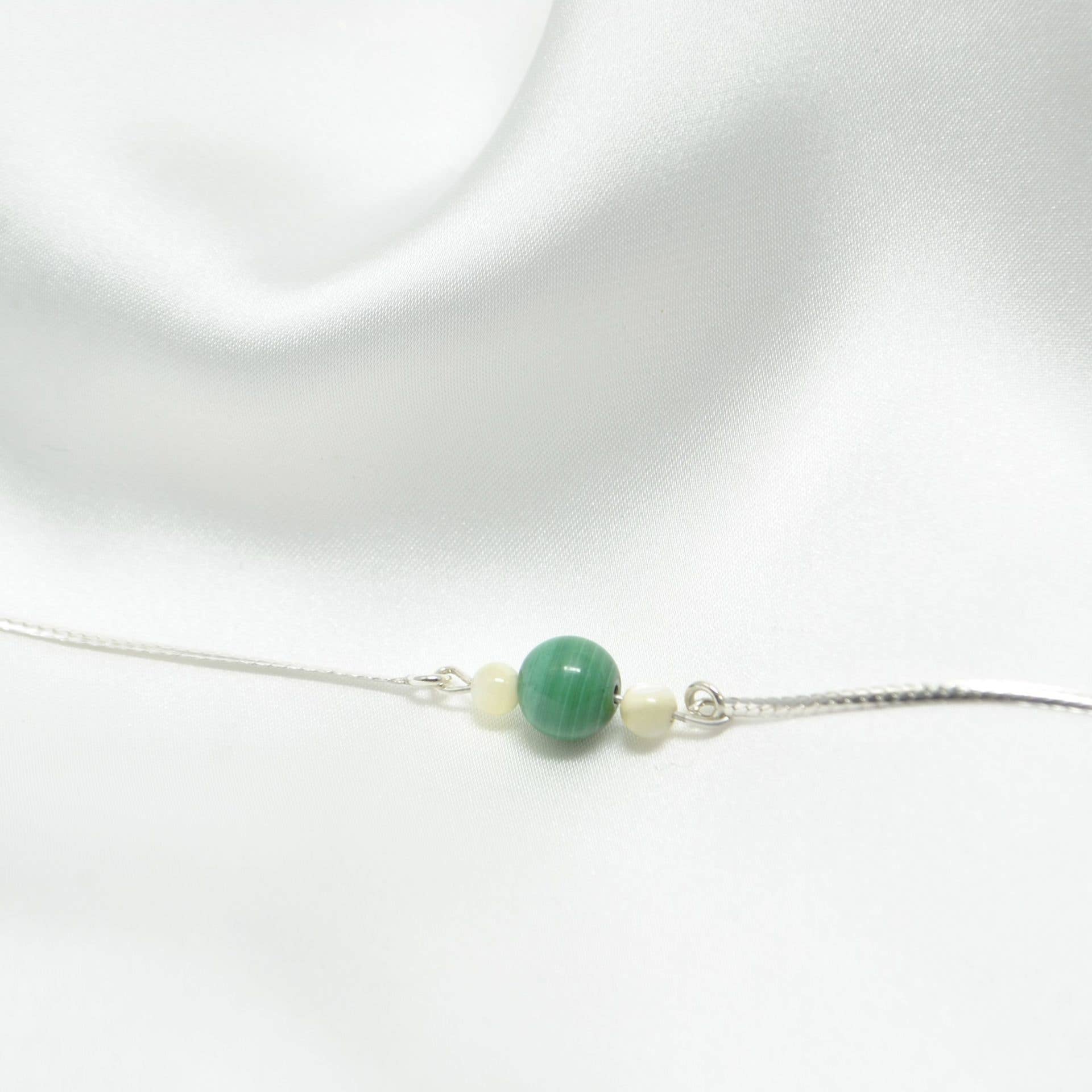 Iroquoise Cavigliera in malachite e argento 925