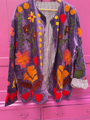 ToutVintage Giacca di velluto LOVE viola: Stripes