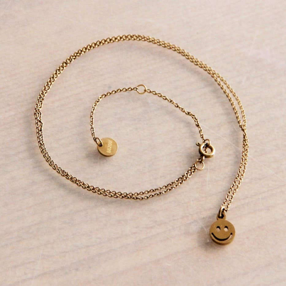Bazou Catena sottile in acciaio inossidabile con smiley - oro