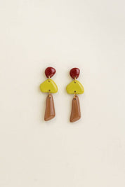 Van Schaaijk Studio Orecchini Luna - Bordeaux / Lime / Cannella