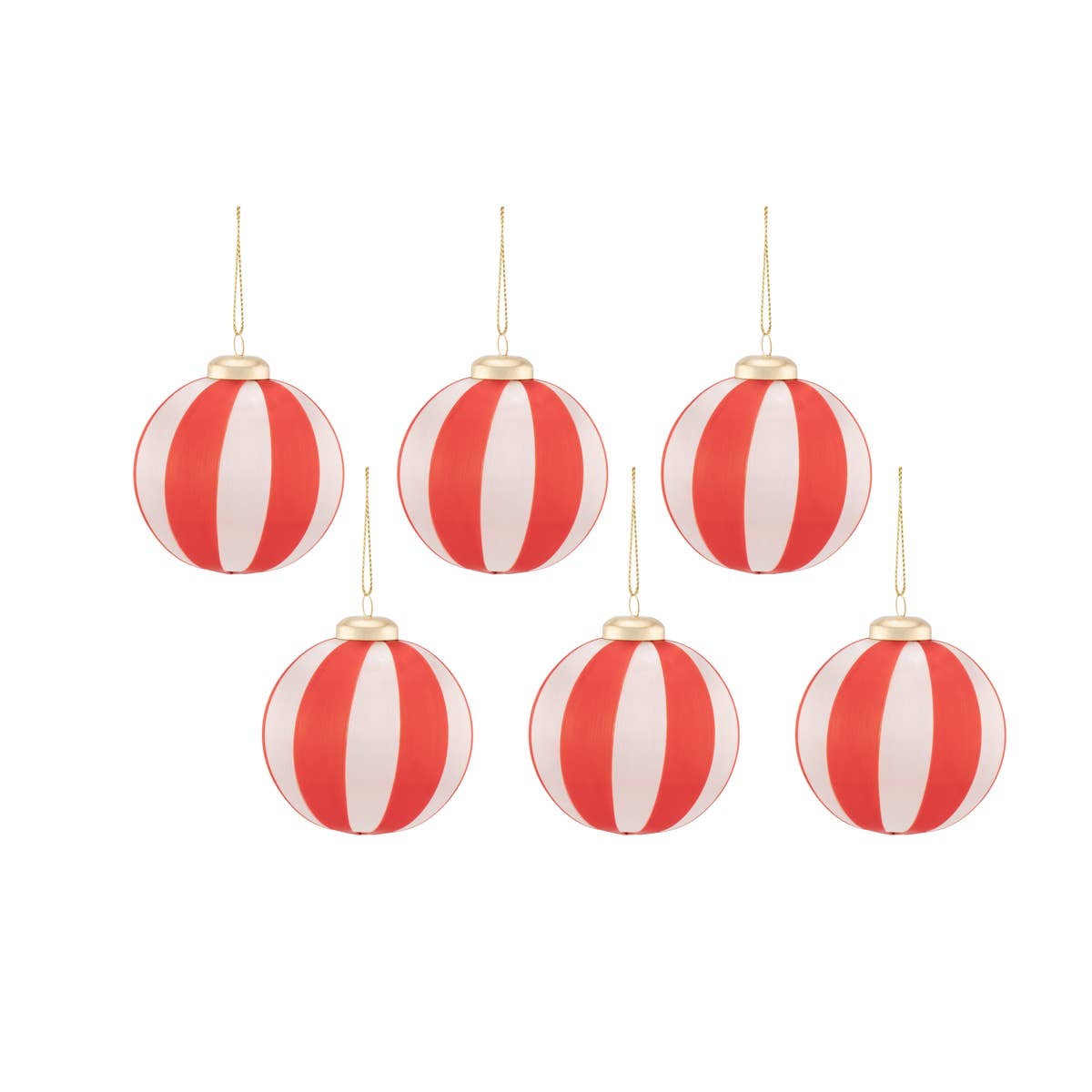 Sass & Belle Europe Pallina a forma di gomitolo di filato a righe rosse e bianche - set da 6