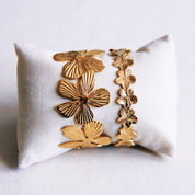 Bazou Bracciale XL con fiori - oro