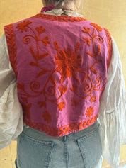 ToutVintage Gilet in cotone Suzani viola arancione