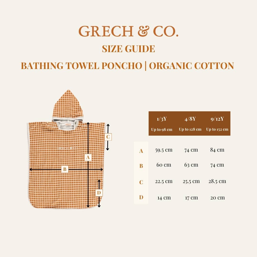 GRECH & CO Poncho Asciugamano da Bagno | Cotone Organico - Prato al Tramonto