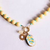 Bazou Collana di perline Miyuki con ciondoli - giallo/menta