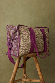 Louise Misha Borsa da viaggio Lilio 36 ore - fiori - kaki e viola: Sogni di Fresia Kaki / VOI