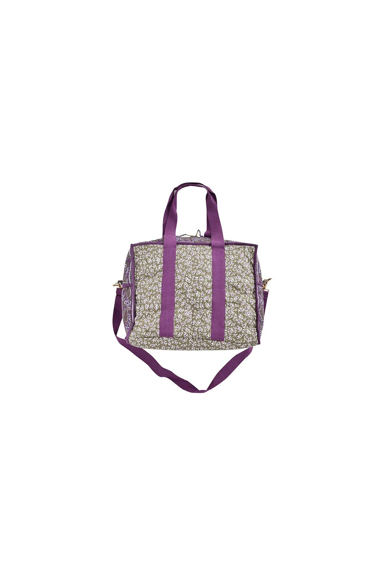 Louise Misha Borsa da viaggio Lilio 36 ore - fiori - kaki e viola: Sogni di Fresia Kaki / VOI