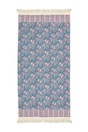 Louise Misha Telo Mare Lana - Pomponi - fiori - blu - rosa: Giardino dell'Eden color verde acqua / T2(90X170)