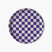 BLU KAT Vassoio da portata rotondo CHECKER Indigo/mandorla - 31 cm