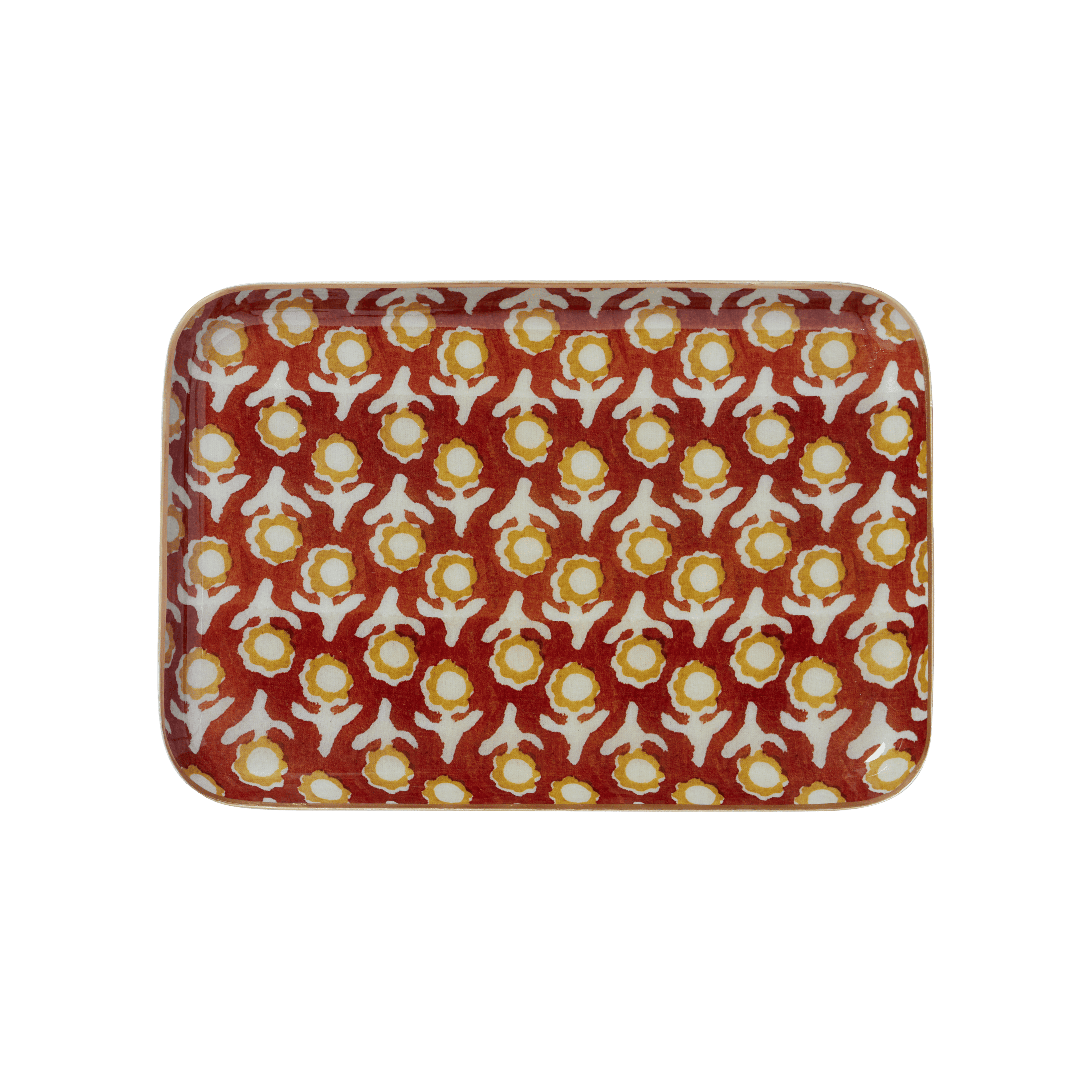Bonheur du Jour Vassoio Bohème Chic con Fiori in Metallo Smaltato Isha Scoiattolo