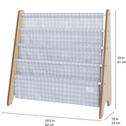 3 Sprouts Libreria per bambini con tessuto riciclato a quadretti - 3 Sprouts: Blu a quadretti