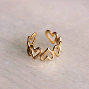 Bazou Anello regolabile in acciaio inossidabile con cuore - oro