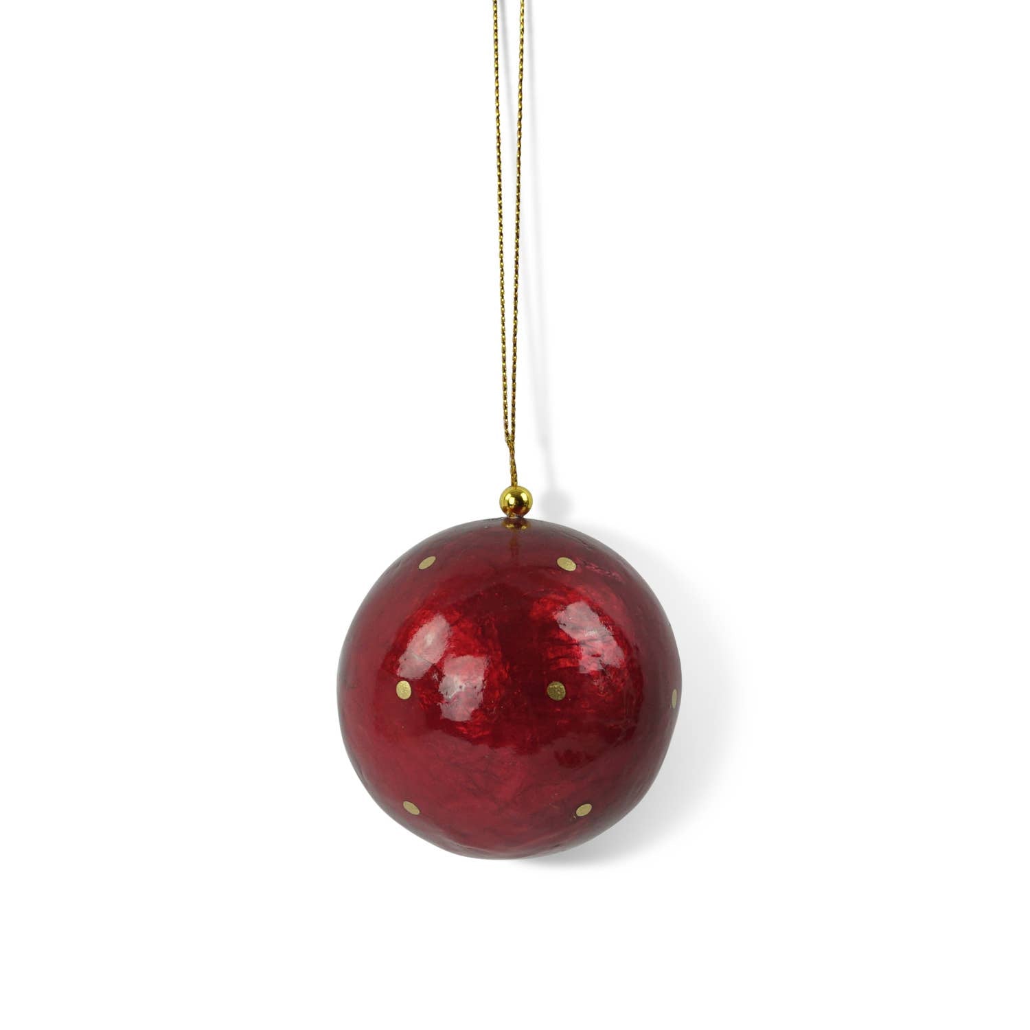 Kinta Palla di Natale con cappuccio, pois e dettagli dorati, 6 cm: Bianco