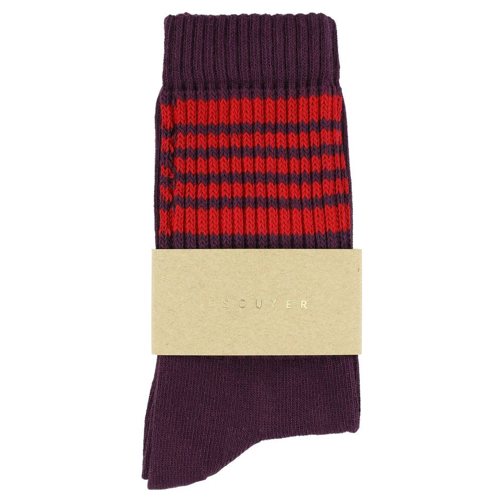 ESCUYER Calzini a 5 strisce da donna - Vino / Rosso: UE 36/41   UK 3.5/7.5   US 5/9