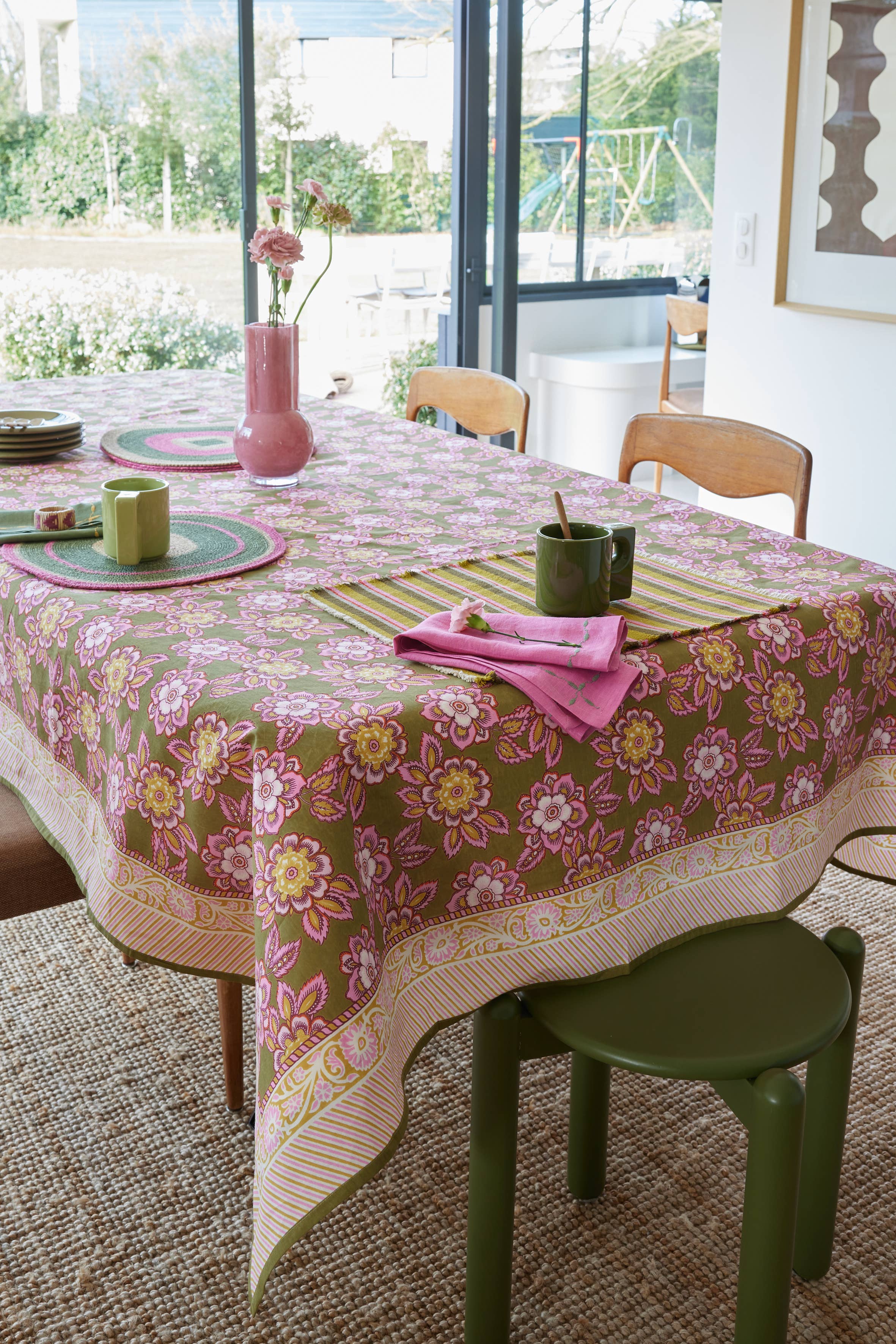 Bonheur du Jour Tovaglia - Jakarta Olive: 170 X 170 CM