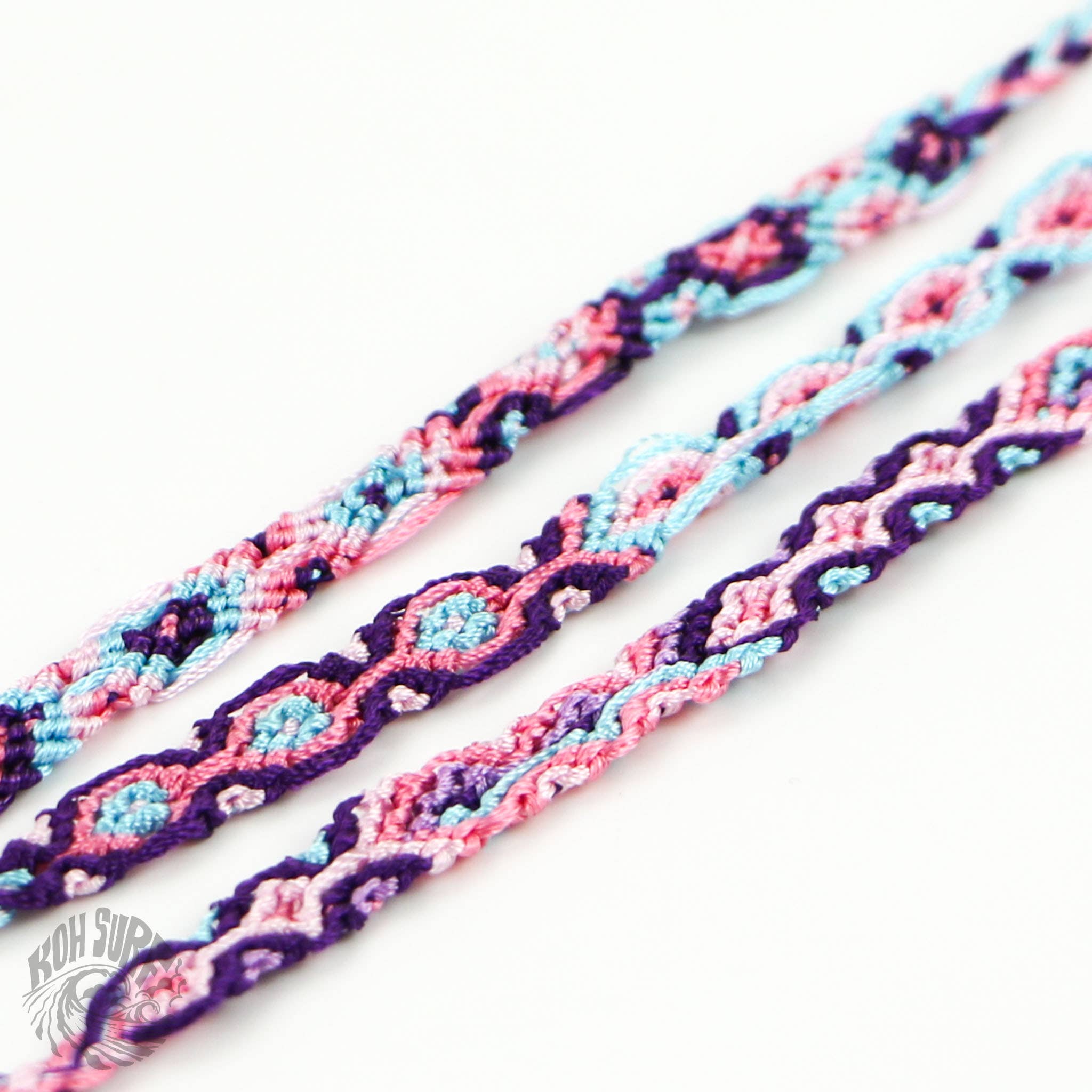 Pineapple Island Bracciale in cotone e seta tessuto a mano di Koh Surf: Pastelli