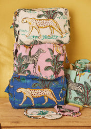 Namaste Borsa da toilette con stampa giungla: Blu (BL)