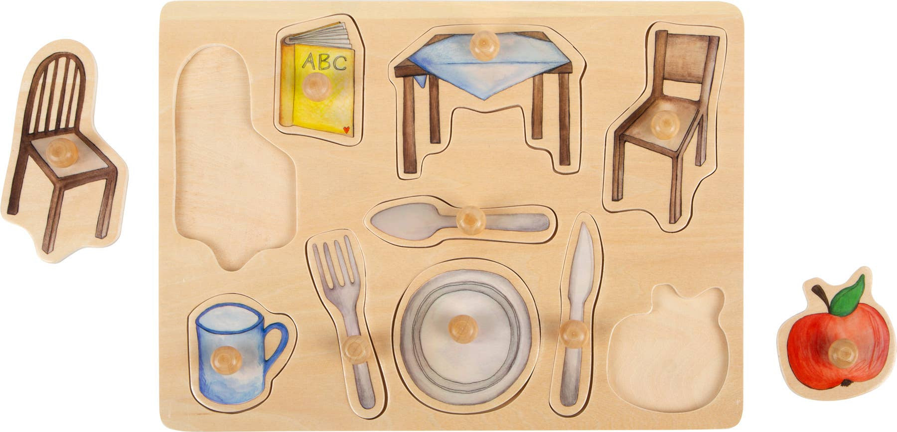 Small foot Puzzle Oggetti di Uso Quotidiano con Manopole in Legno