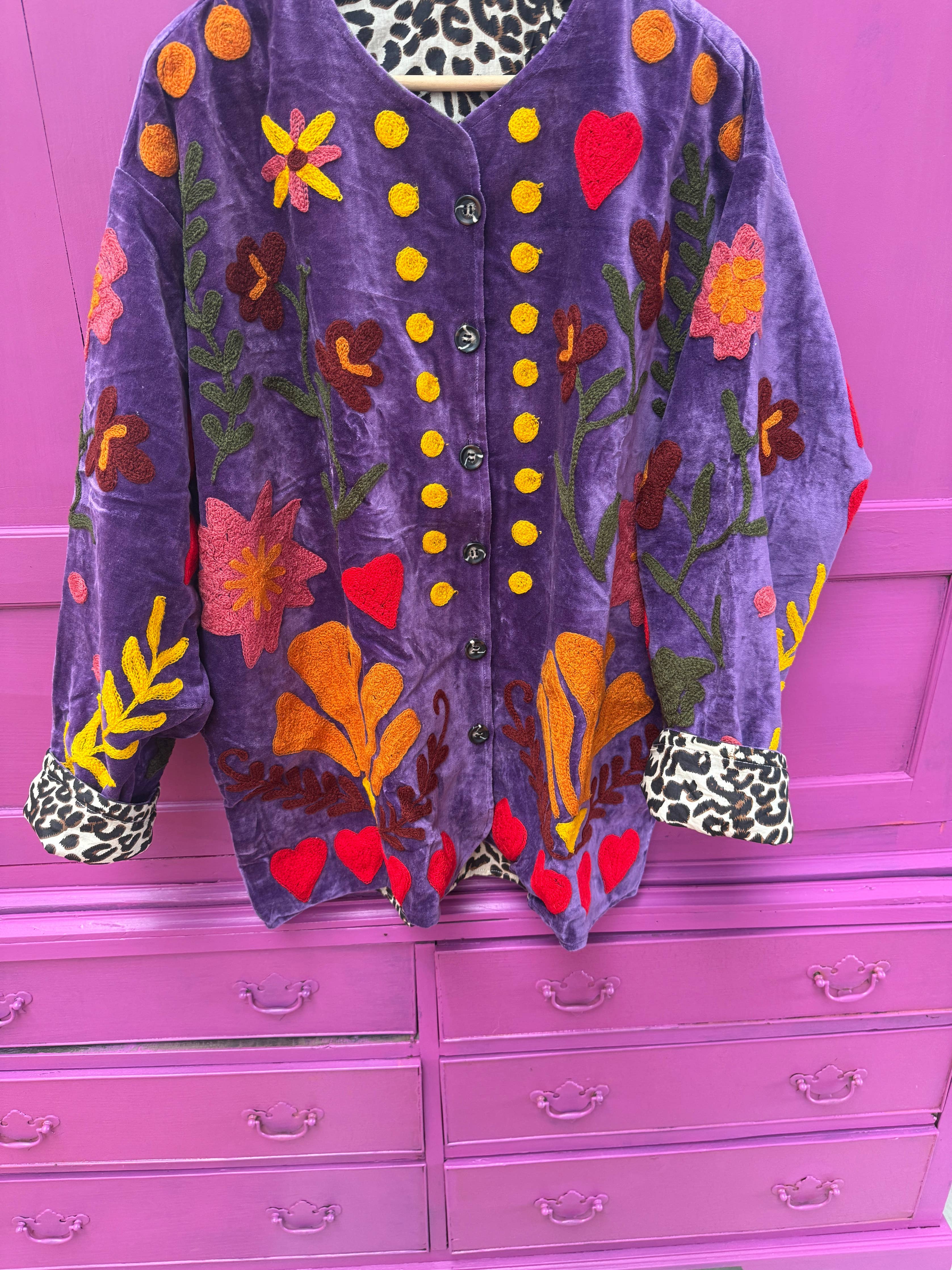 ToutVintage Giacca di velluto LOVE viola: Stripes