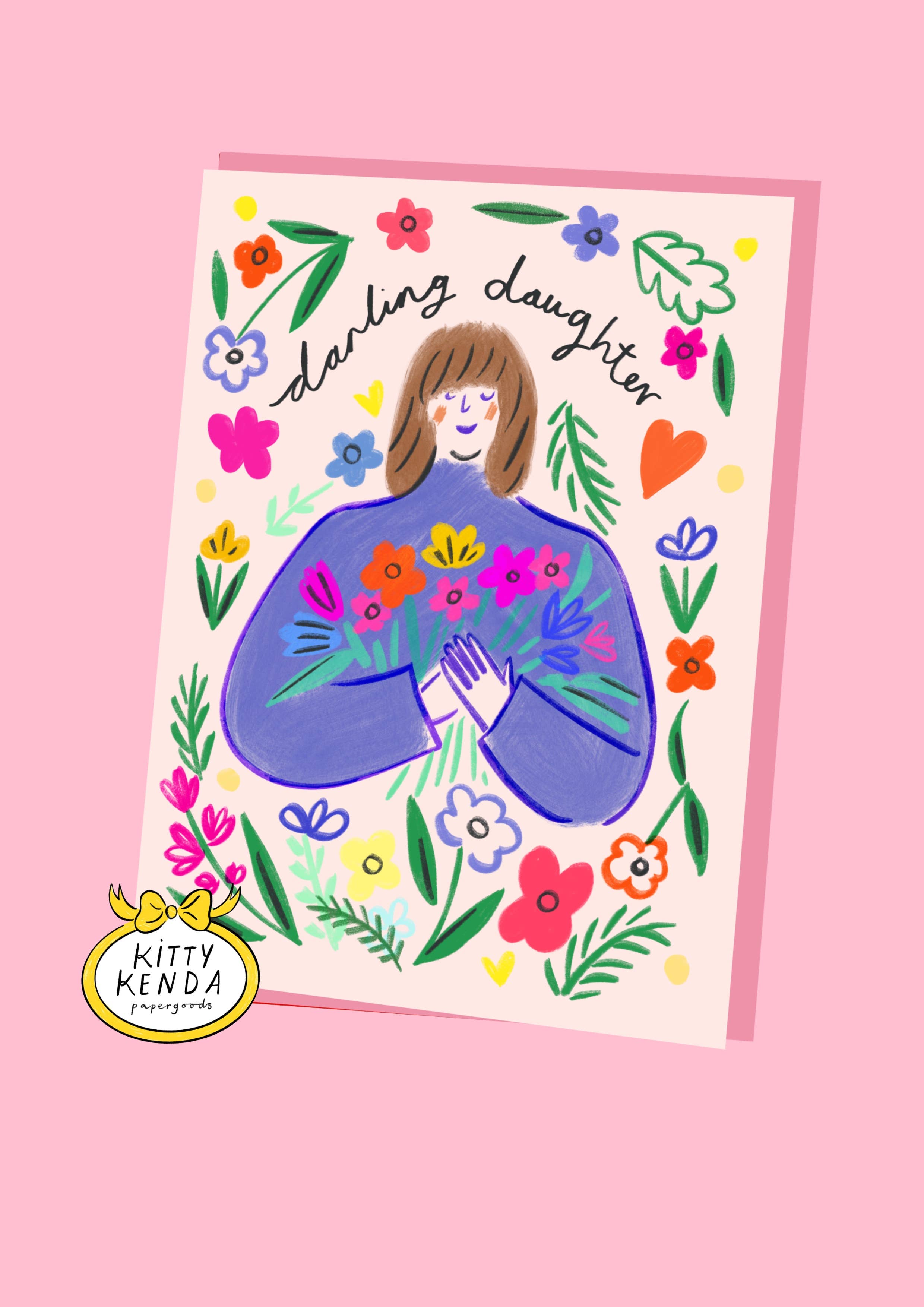 Kitty Kenda Papergoods Biglietto di Auguri Floreale per la Cara Figlia