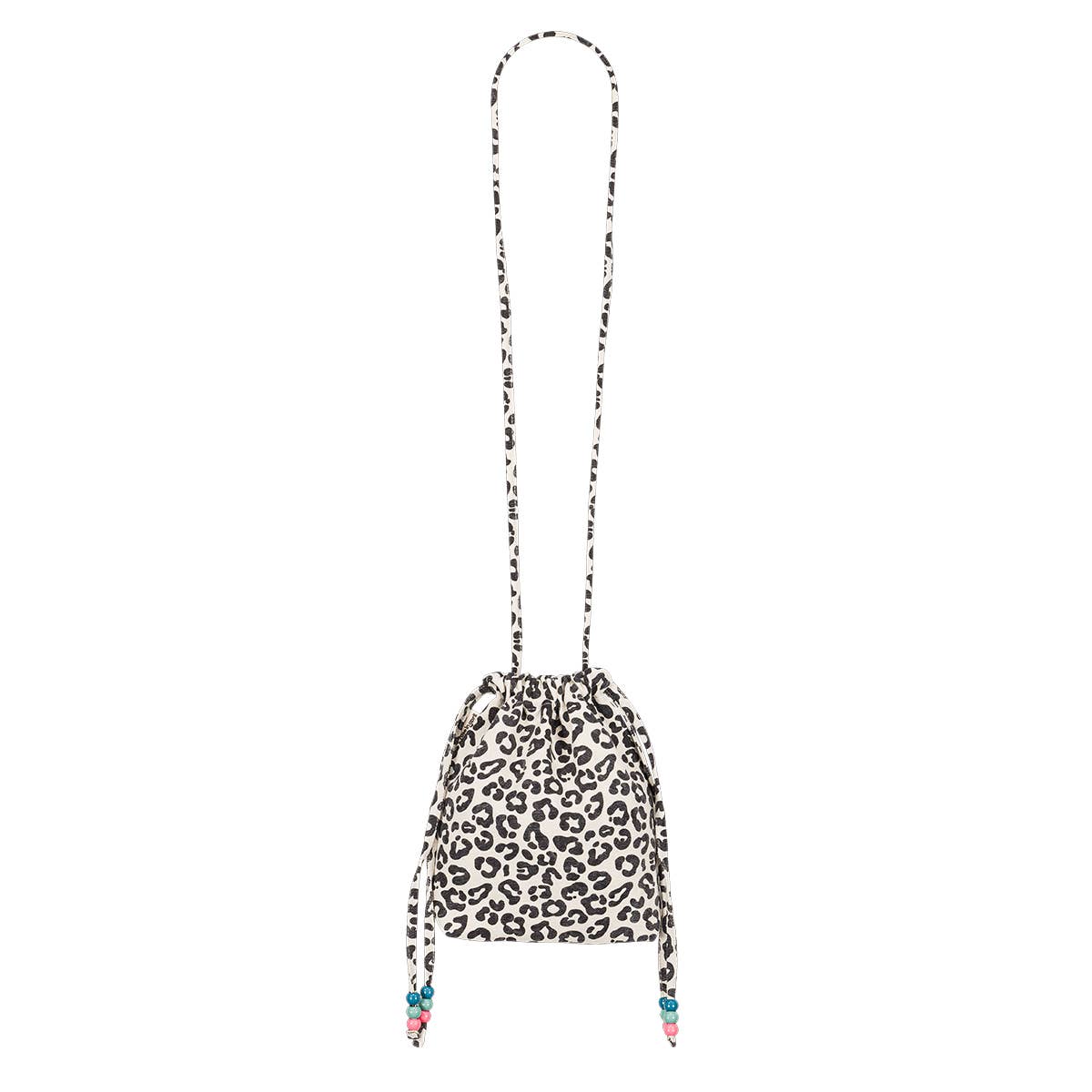 Rose in April Borsa Paloma Graou Greige con stampa leopardata e perline multicolori