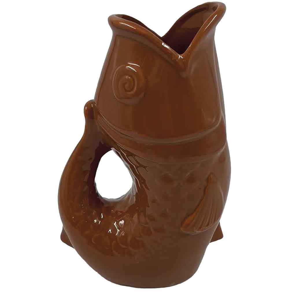 Opjet Paris Vaso brocca pesce gm marrone L16,5 P11 H25,3cm: Marrone