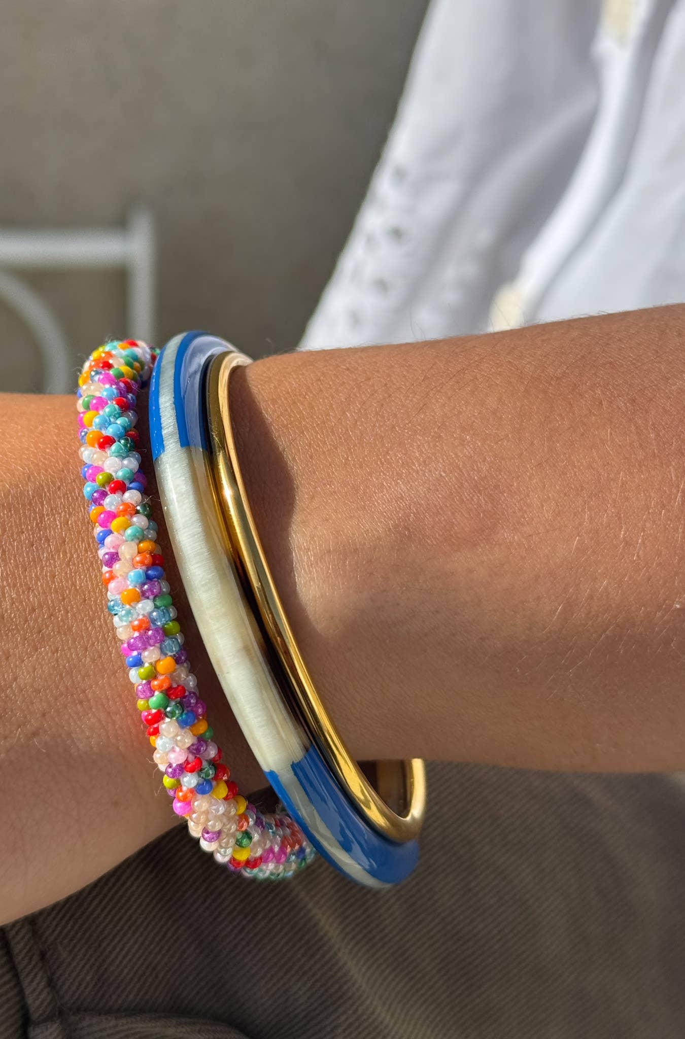 MAISON KIZO Bracciale nepalese perline di vetro E32