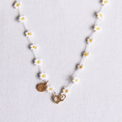 Bazou Collana con fiori di margherita bianchi e gialli