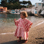 Rose in April Poncho per bambini Suzon a righe fragola