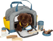 small foot Cucciolo di cane con borsa e kit toelettatura | gioco di ruolo | giocattolo in legno
