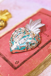 PINK PAMPAS Mini Cuore Sacro in legno artigianale messicano con ex voto