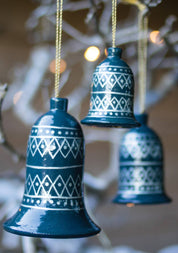 Namaste Set di 3 campane in cartapesta: Blu petrolio (PBL)