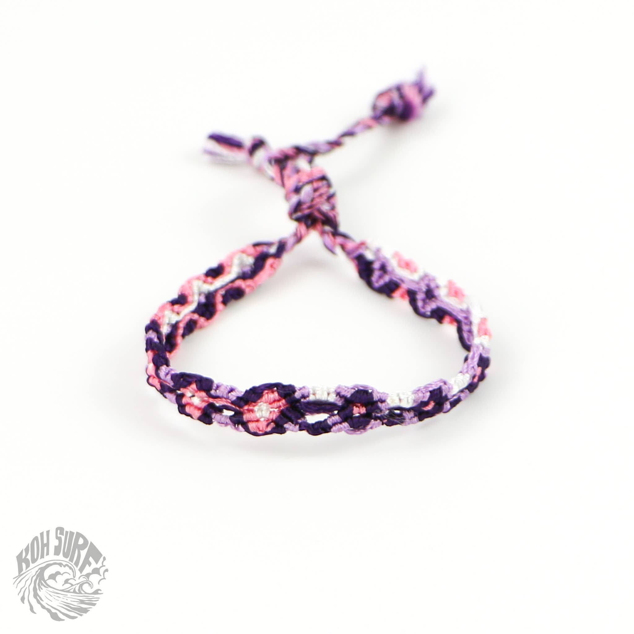 Pineapple Island Bracciale in cotone e seta tessuto a mano di Koh Surf: Toni rosa