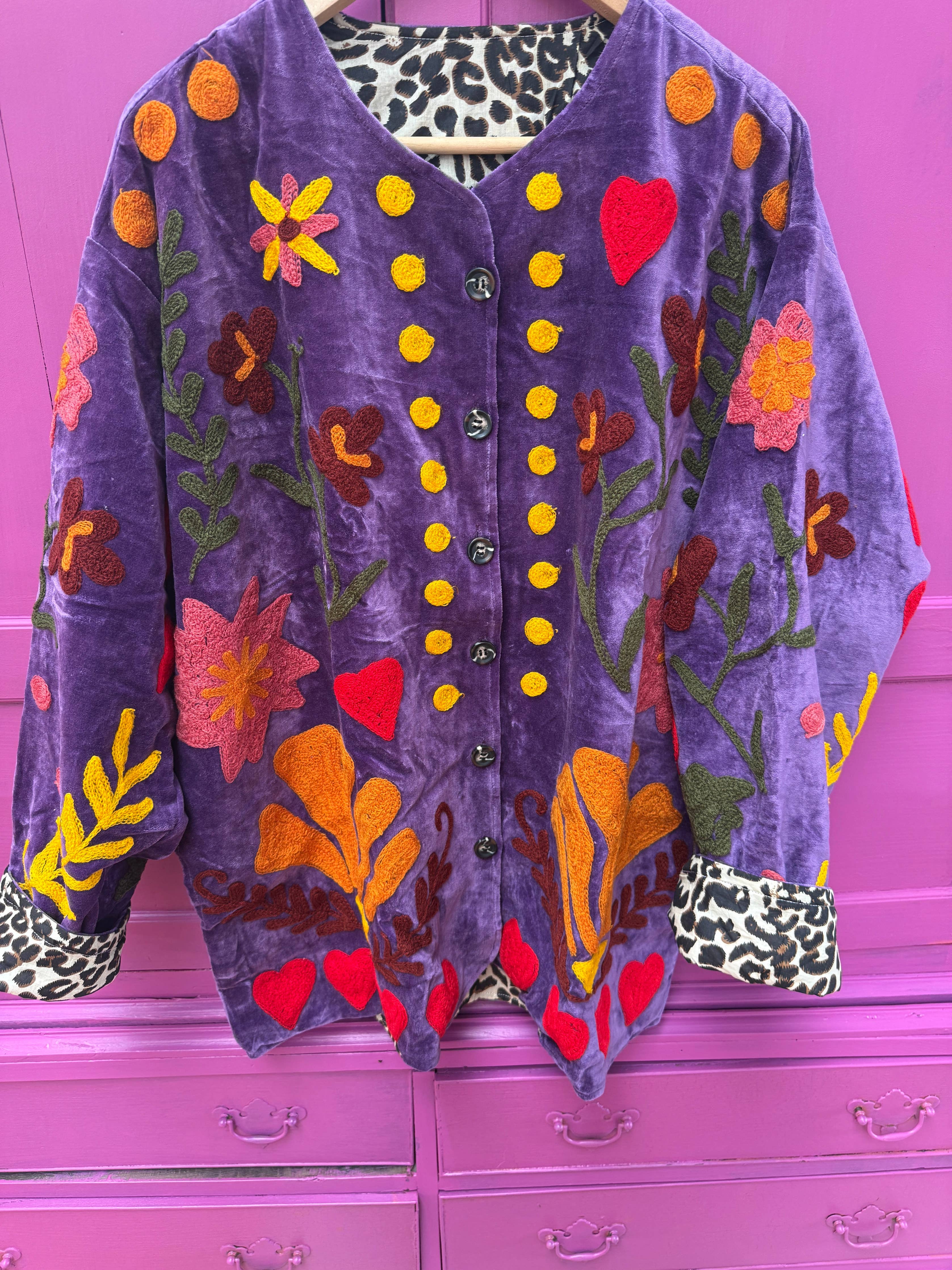 ToutVintage Giacca di velluto LOVE viola: Stripes