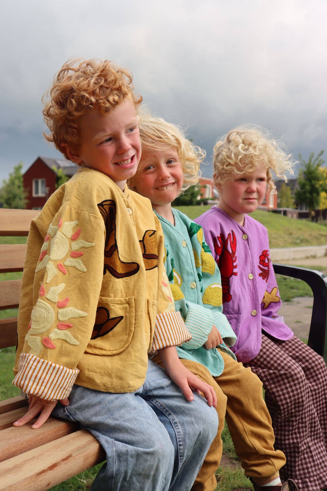 ToutVintage Giacca da cowboy per bambini con ricamo in cotone