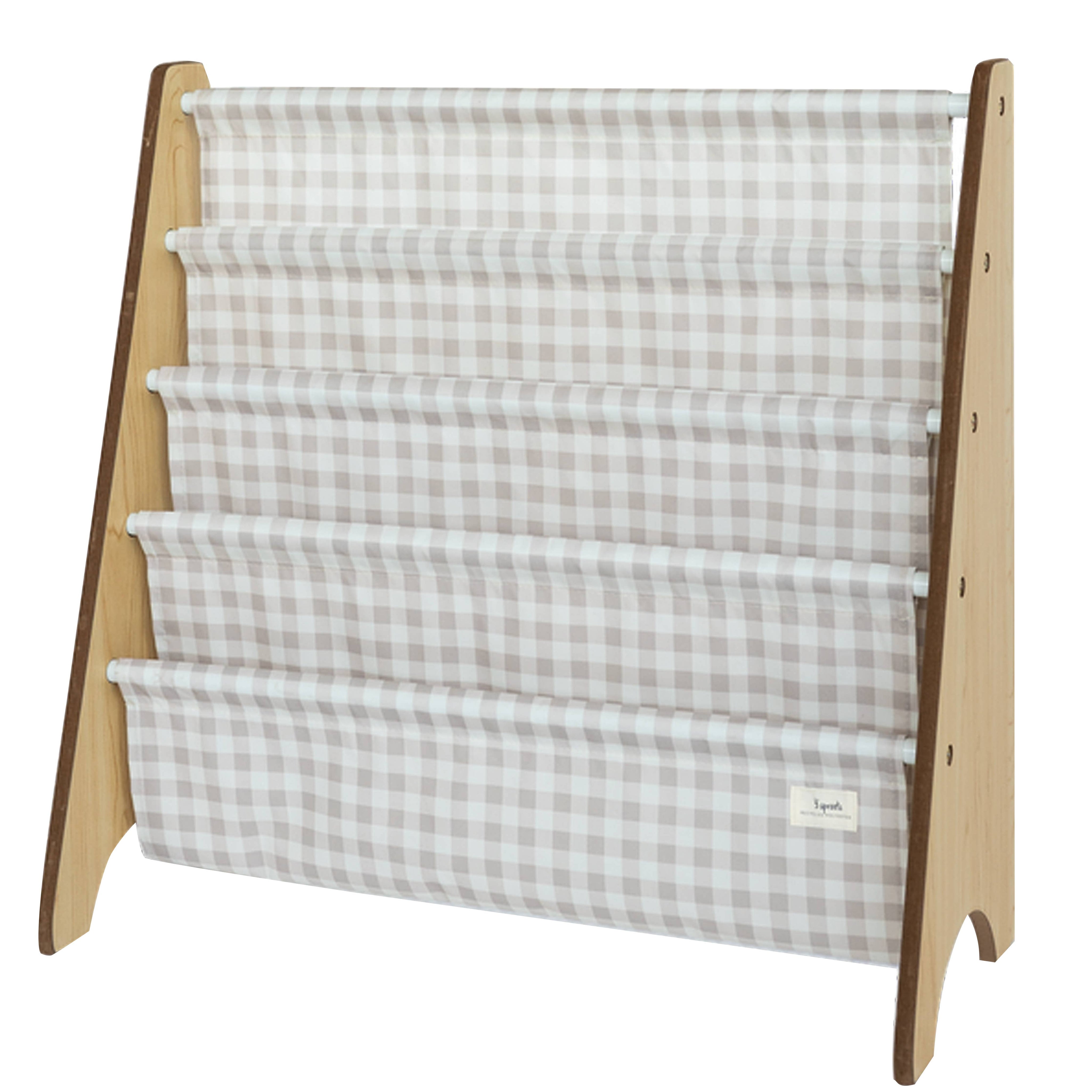 3 Sprouts Libreria per bambini con tessuto riciclato a quadretti - 3 Sprouts: Blu a quadretti
