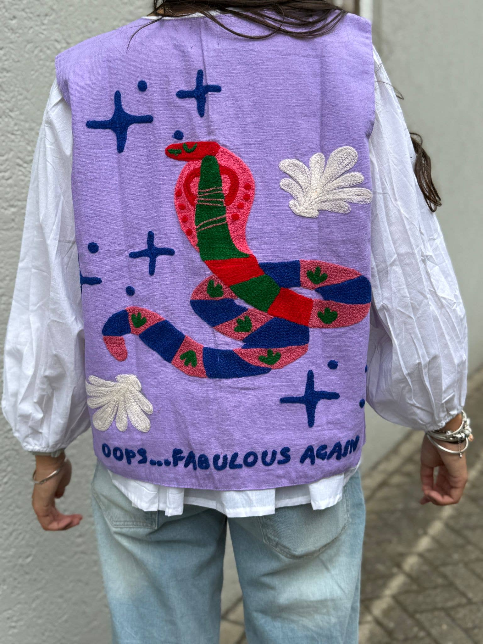 ToutVintage Gilet in cotone Suzani Serpente viola