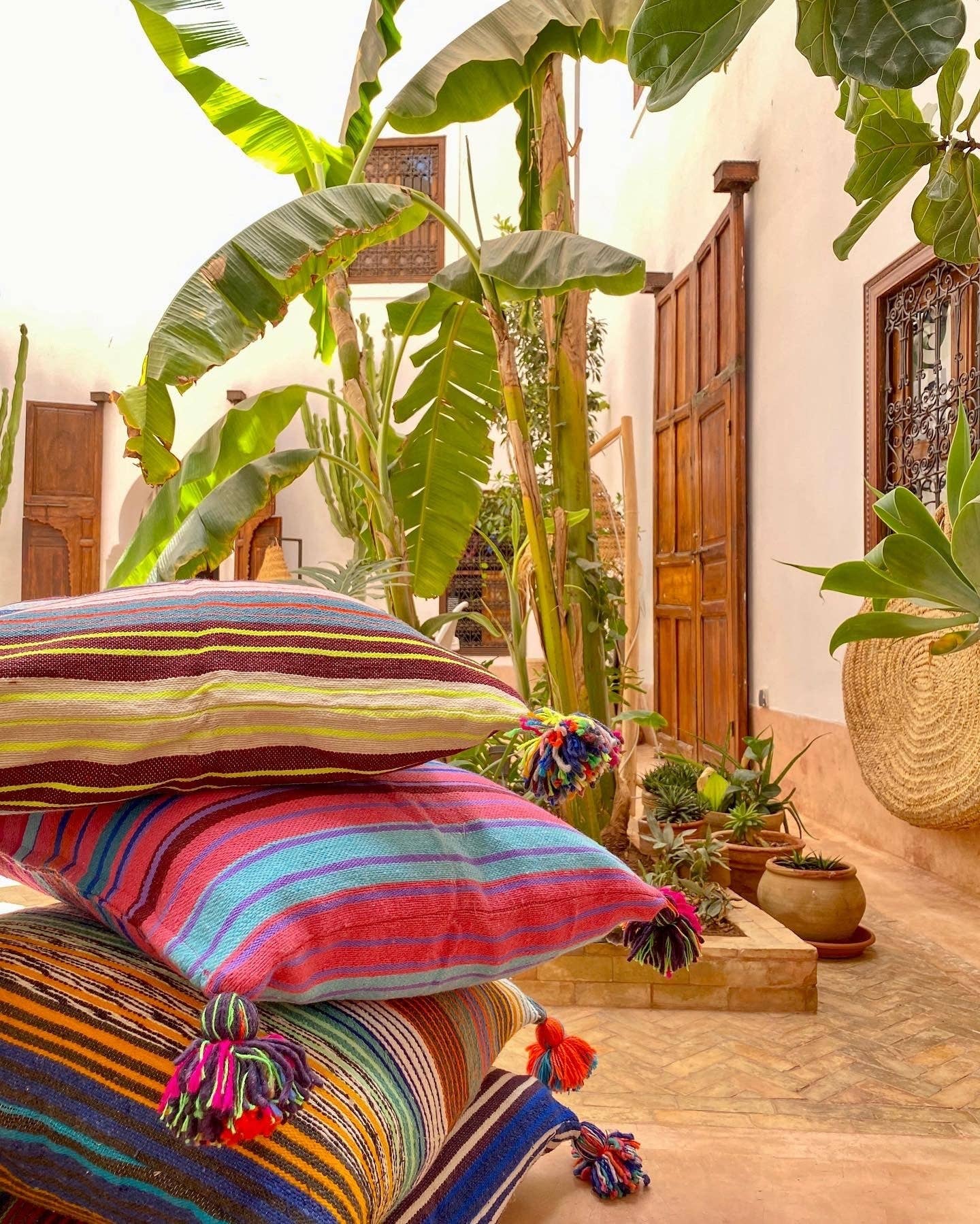 SOUK in the CITY Cuscini MOUIRA Multi Stripe & Pompom - 50/50