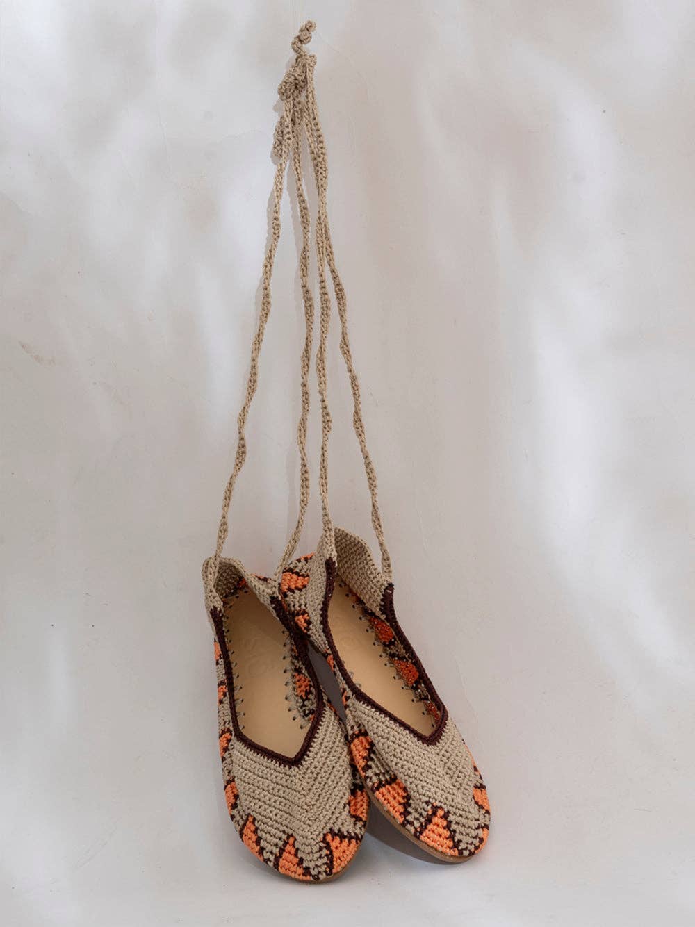 slō Ballerine Terracotta Sun in crochet con cinturini romani