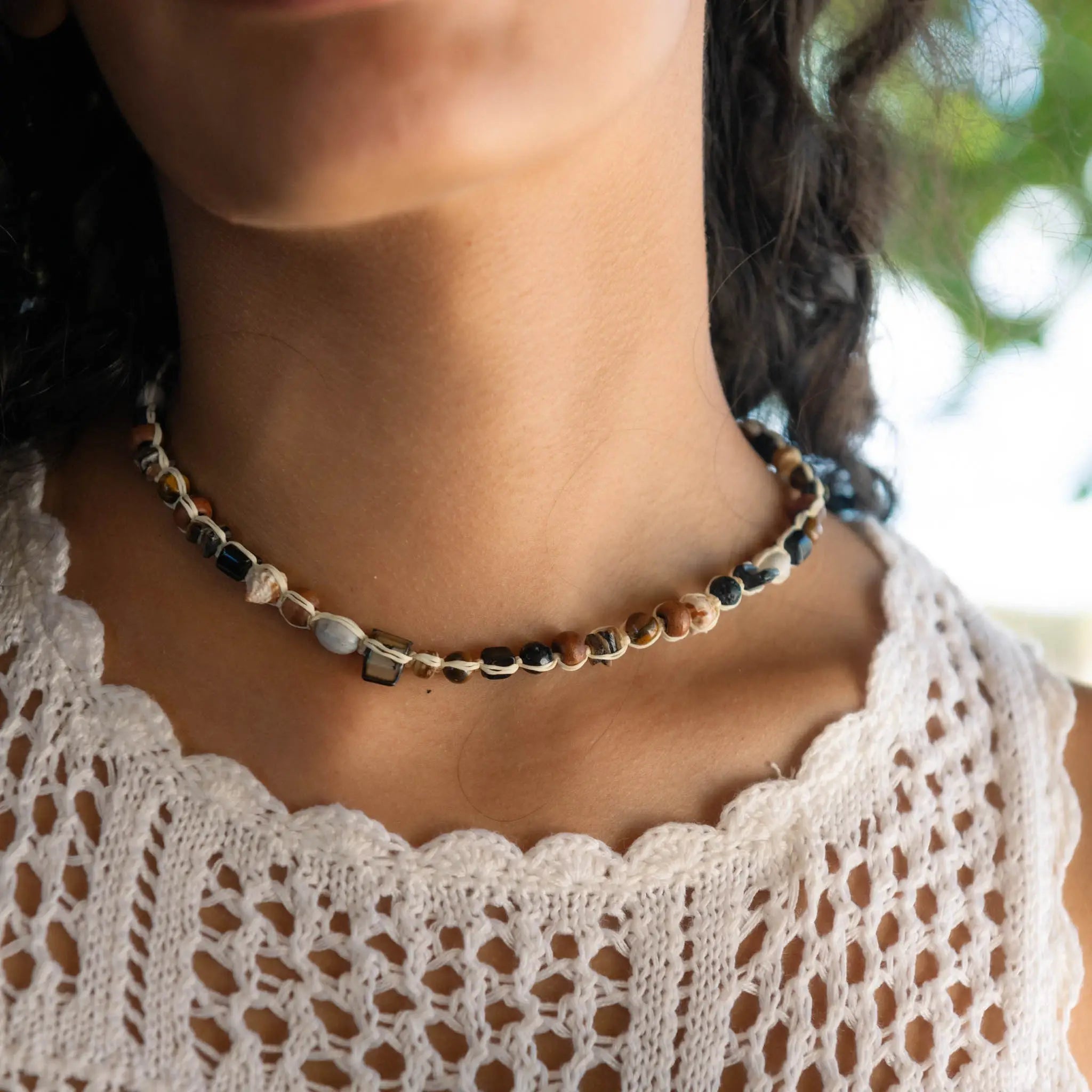 Pineapple Island Collana girocollo con perline di semi Nixie: Naturale