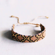 Bazou Braccialetto intrecciato con motivo a serpente - marrone/beige