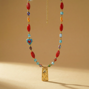 Goupi Lab Collane multistrato con ciondoli a forma di pesce bohémien colorati: Yellow Gold
